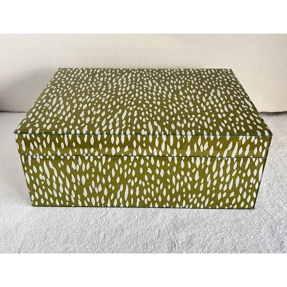 High Gloss Lucite Acrylic Green White Accessory Box Watercolor Spotted 9.75"L - Picture 9 of 16